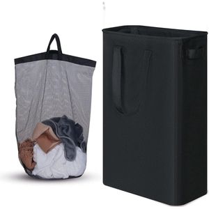 Wasmand van Oxford-stof - 50 liter - opvouwbaar - handgrepen - afneembare binnenzak - zwart