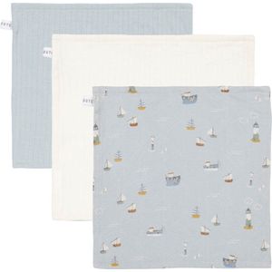 Little Dutch Monddoek Sailors Bay/Pure Soft White/Pure Soft Blue 3-Pack