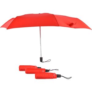 Set van 4 Opvouwbare Stormparaplu's - Windproof tot 80km/u - Grote Paraplu - Rood Doek/Zwart Frame - Stevig Aluminium/Fiberglass - Outdoor - Unisex - Inclusief Beschermhoes