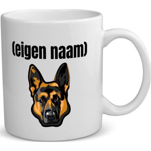 Akyol - hondenkop met eigen naam koffiemok - theemok - Honden - honden liefhebbers - iemand die houdt van honden - verjaardag - cadeau - kado - 350 ML inhoud