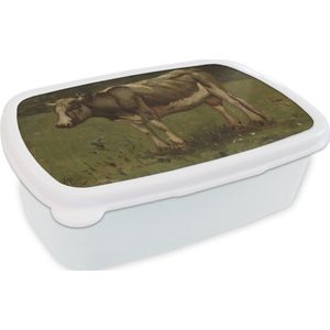 Broodtrommel Wit - Lunchbox - Brooddoos - Koe - Schilderij van Anton Mauve - 18x12x6 cm - Volwassenen