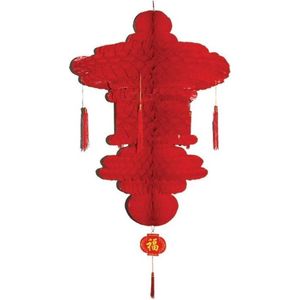 Chinese lampion hangdecoratie 90 x 60 cm - Rood - Thema versieringen