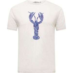 Hommard T-Shirt Wit met grote Blauwe Paisley Lobster Small