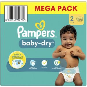 Pampers Baby-Dry luiers - Maat 2 - 372 luiers (4-8 KG) - 3 x 124 stuks - Voordeelverpakking