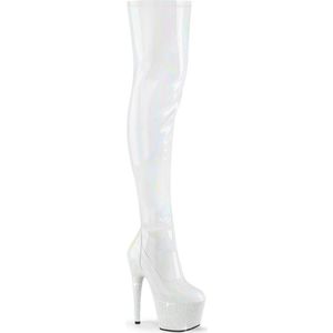 Pleaser - BEJEWELED-3000-7 Plateau Overknee Laarzen - US 12 - 42 Shoes - Wit