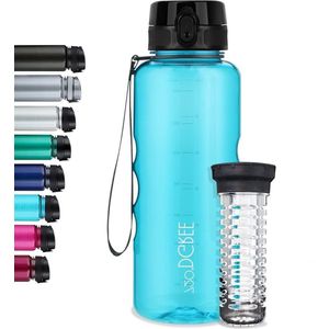 Grote XL Drinkfles 720°DGREE Water Bottle 1.5 Liter ""uberBottle"" +Fruit-Infuser crystalClear - BPA-Free Lekvrij Herbruikbaar - Sportfles voor Gym Fitness-Studio Camping Outdoor Travel