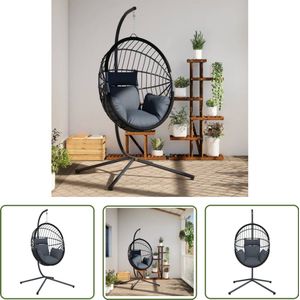 vidaXL Wicker Hangstoel - Hangstoel - Hangstoel met standaard rattan en staal antracietkleurig - Outdoor Hangstoel - Lounge Stoel - Relax Fauteuil