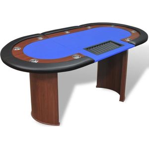 Medina Pokertafel voor 10 personen met dealervak en fichebak blauw