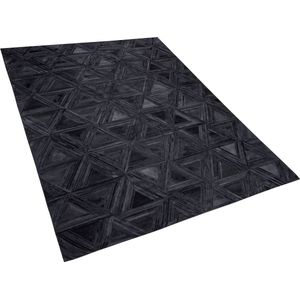KASAR - Laagpolig vloerkleed - Zwart - 140 x 200 cm - Koeienhuid leer