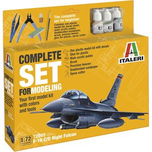 1:72 Italeri 72009 F-16 C/D Night Falcon - Complete Set - Starter Kit Plastic Modelbouwpakket