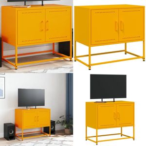 vidaXL Tv-meubel 68,5x39x60,5 cm staal mosterdgeel - Tv-meubel - Tv-meubelen - Tv-meubel - Tv-meubelen