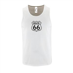 Witte Tanktop sportshirt met ""Route 66"" Print Zwart Size XXXL