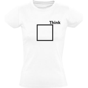 Think Outside the Box Dames T-Shirt | Slim | Origineel | Creatief | Design | Uitvinder | Ontdekker | Shirt