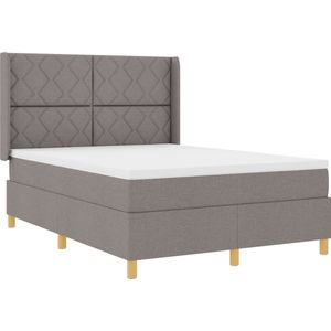 vidaXL - Boxspringbed - met - Matras - in - Taupe - 140x190 - cm