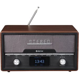 Denver DAB Radio CD Speler - Retro Radio - Bluetooth - DAB+/ FM - CD - MDA525 - Darkwood