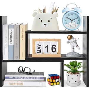 Tafel-organizer, kleine boekenkast, verstelbaar, houten boekenkast, kantoorplank, bureau-organizer