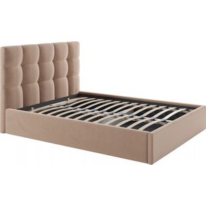PASCAL MORABITO Bed met opbergruimte 140 x 190 cm - Fluweel - Beige - MIRDAL van Pascal Morabito L 153 cm x H 104 cm x D 200 cm