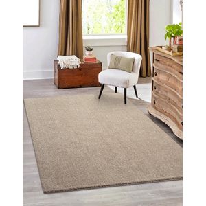 Karpet24 Vloerkleed Laagpolig Effen Beige-80 x 150 cm