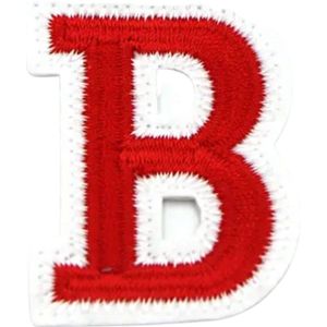 Alfabet Letter Embleem Strijk Patch Rood Wit Letter B / 3.5 cm / 4.5 cm