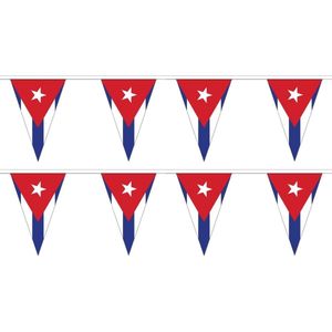 2x stuks polyester vlaggenlijn Cuba 5 meter - Landen thema feestartikelen/versiering