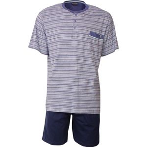Paul Hopkins Heren Shortama - Pyjama Set - Gestreept - Blauw - Maat S