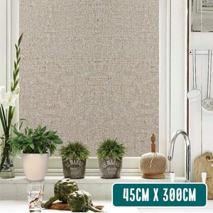 Homewell Raamfolie HR++ 45x300 - Isolerend & Zonwerend - Anti inkijk - Statisch - Linnenlook Koffie