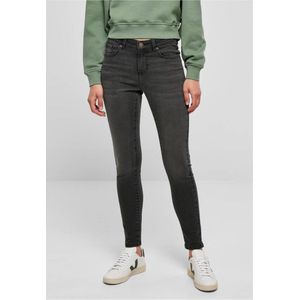 Urban Classics - Mid Waist Skinny jeans - Taille, 26 inch - Zwart