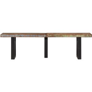 The Living Store Bankje 160 cm massief gerecycled hout en staal - Bankje - Bankjes - Halbankje - Gangbankje