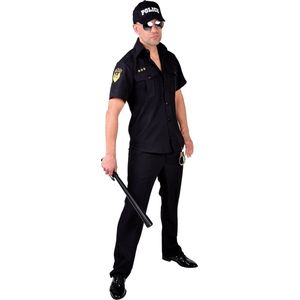 Magic By Freddy's - Politie & Detective Kostuum - Drie Sterren Brigadier Politie Hemd Man - Zwart - Extra Small - Carnavalskleding - Verkleedkleding