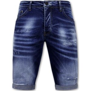 Blue Ripped Shorts Heren - Slim Fit -1081- Blauw