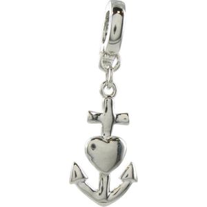 Quiges - Verzilverde Aanschuif Charm Bedel Anker voor Quiges Wikkelarmbanden - EHC016