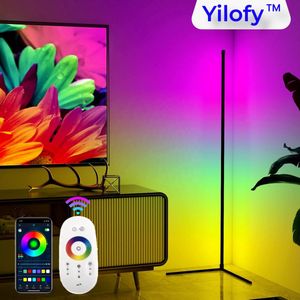 YILOFY - XL Variant 1.20 CM Moderne LED Hoeklamp Bluetooth - Vloerlamp - Afstandbediening bestuurbaar- RGB - Dimbaar - Nieuw 2024 Staande lamp Valentijn
