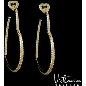 Victoria Valenza Rimini Luxe Oorbellen Dames Messing Oorringen Witte Steen Oorbellen - Goud kleurig - 1 Paar