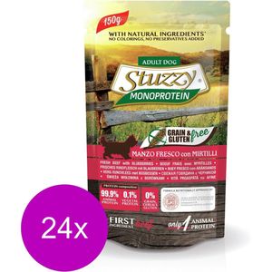 Stuzzy Dog Grain Free Monoprotein Pouch 150 g - Hondenvoer - 24 x Rund