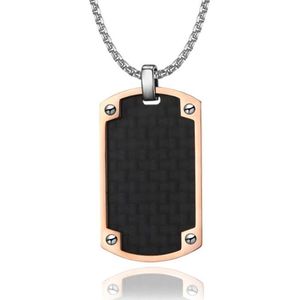 Tom Jaxon Dogtag kettinghanger Edelstaal Carbon Rosegoud Zwart