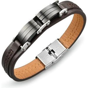 Montebello, bruine PU lederen armband, Abroma