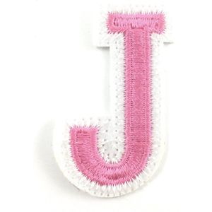 Alfabet Strijk Letter Embleem Patches Roze Wit Letter J / 3.5 cm / 4.5 cm