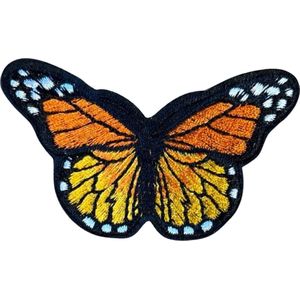 Vlinder Strijk Oranje Zwart Embleem Patch 8 cm / 4.5 cm / Oranje