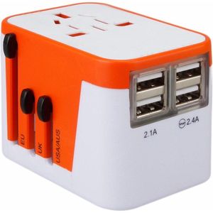 Lionheart Travel Adapter Orange-NL-4 USB poorten-150 Landen-2.1ampère