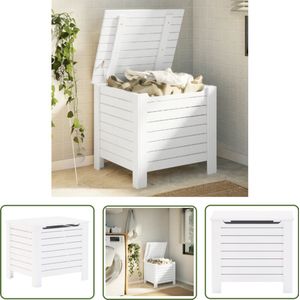 vidaXL Opbergbox RANA - Grenenhout - Wit - 60x49x54 cm Opbergkast - Opbergdozen - Opbergvak - Grenenhout Meubilair - Houten Kast