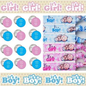 26-delige genderreveal party set met afzetlint, buttons en armbanden - genderreveal - babyshower - geboorte - zwanger - baby