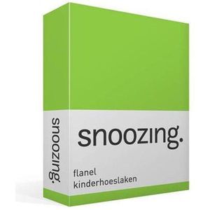 Snoozing - Flanel - Kinderhoeslaken - Wiegje - 40x80 cm - Lime