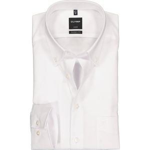 OLYMP Luxor modern fit overhemd - wit met button-down kraag - Strijkvrij - Boordmaat: 37