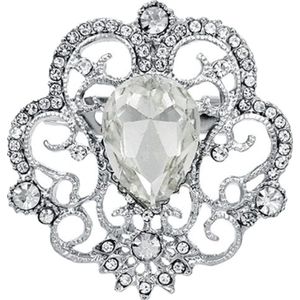 Fako Bijoux® - Broche - Amalia Met Druppel - 38x40mm - Zilverkleurig