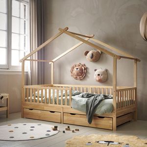 Petite Amélie - Bedhuisje - Warm Naturel - Montessori Peuterbed - Huisbed van Grenenhout