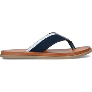 Manfield - Heren - Blauwe canvas slippers - Maat 44