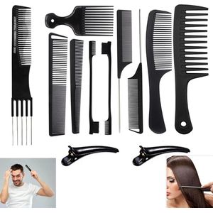 12-delige professionele stylingkam set - Afro-kam haarknipkam stylingtool - mannen kappers haarlengtes en kapsels .