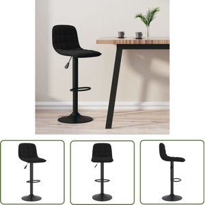 The Living Store Barkruk fluweel zwart - Barstoelen - Fluweel Stoel - Zwarte Barkruk - Adjustable Barstool - Comfortabele Barkruk