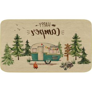Happy Camper RV Deurmat - Welkomsttapijt met Rubberen Achterkant - Antislip & Makkelijk Schoon te Maken - Voor Buiten Camper Decor (43 x 76 cm)