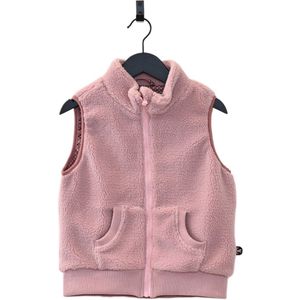 Ducksday - fleece bodywarmer voor kinderen - teddy sherpa - unisex - donker oudroze - lichtroze - maat 158/164